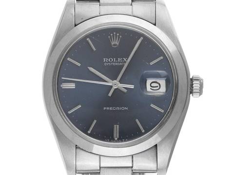 Rolex Oysterdate Precision Ref.6694 1978 LC 100 Full Set Original Vintage Unpolished Oysterdate Precision Blue open 6/9 Steel Oyster Bracelet