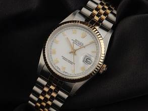 Thumbnail von Rolex Datejust 36 Ref.16233 Bj.1988 Box&Beschreibung Original Vintage Unpoliert Datejust open 6/9 Jubilé Armband