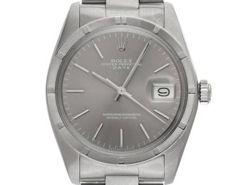  Rolex Oyster Perpetual Date Ref.1501 1975 Box&Beschreibung Original Vintage Unpoliert Oyster Perpetual Date Stahl Rhodium Oyster Armband 