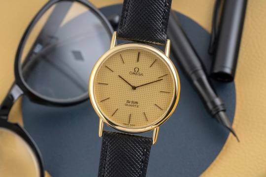  Omega De Ville vergoldet Quarz Herrenuhr Ref. 191.0092 Vintage Klassiker 