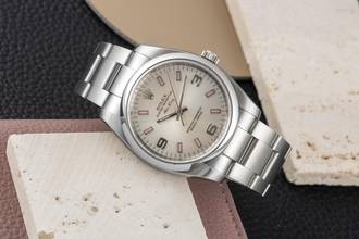 Thumbnail von Rolex Air King 34 Pink Index Stahl Automatik Medium Size R. 114200 Papiere LC170