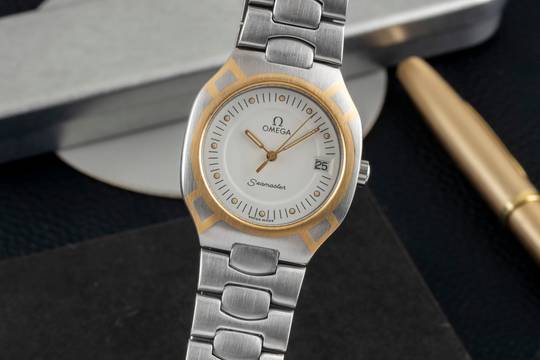  Omega Seamaster Polaris Stahl / Gold Quarz Herrenuhr Ref. 396.1022 Vintage 