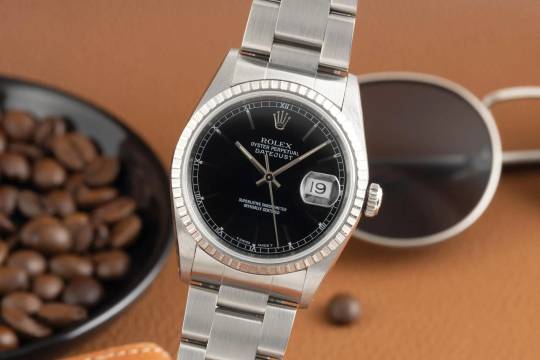  Rolex Datejust 36 Oyster Black Dial Stahl Automatik Herren Ref. 16220 Klassiker 