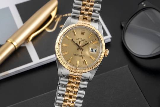  Rolex Oyster Perpetual Date Stahl / Gold Automatik Herrenuhr Ref. 15053 R-Serie 