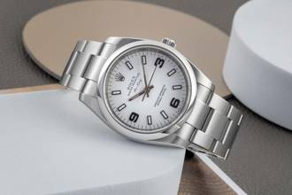 Thumbnail von Rolex Air King 34 White 3-6-9 Dial Automatik Herrenuhr Ref. 114200 Papiere 2008