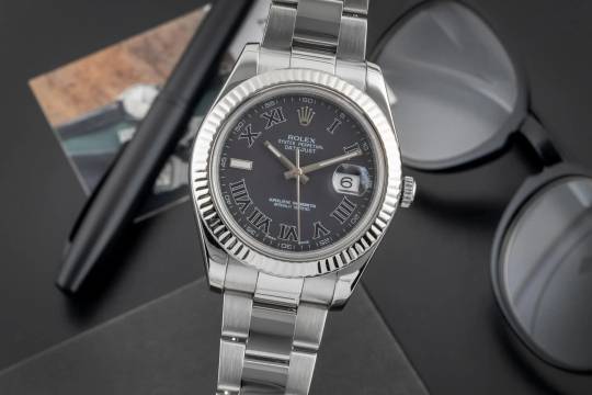  Rolex Datejust II 41 Dark Grey Roman Dial Stahl Weissgold Automatik Ref. 116334 