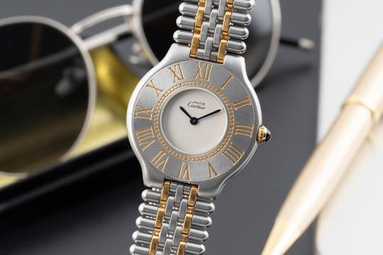  Cartier 21 Must de Cartier Stahl / vergoldet Quarz Damenuhr Ref. 9010 