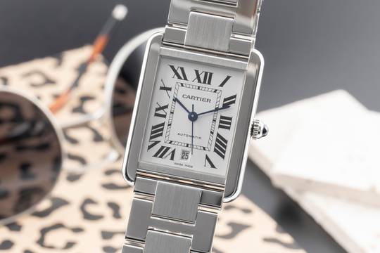 Cartier Tank Solo XL Stahl Automatik Herrenuhr Ref. W5200028 3515 Papiere 2018 