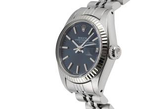 Thumbnail von Rolex Oyster Perpetual Lady Date Blue Dial Stahl / Weissgold Automatik Damenuhr 6917