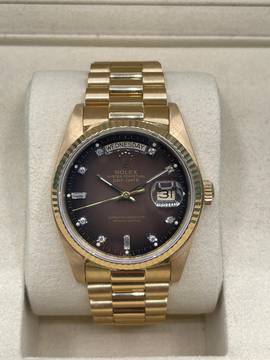 Rolex Day-Date 36 18038 TOP CONDITION. y.1986 RARE BROWN VIGNETTE DIAMOND Dial