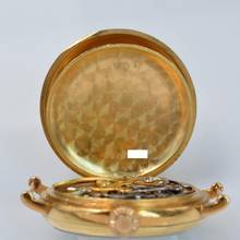 Thumbnail von Longines Chronograph Monopusher for Grands Prix Porcelain dial gold 18KT 1930's