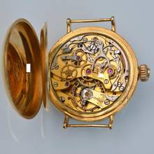 Thumbnail von Longines Chronograph Monopusher for Grands Prix Porcelain dial gold 18KT 1930's