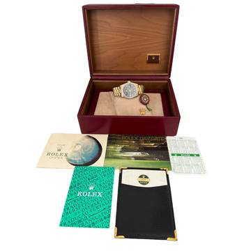  Rolex Day-Date 18038 President Factory soleil blue dial diamonds gold 18KT Full Set 
