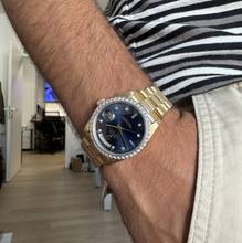 Thumbnail von Rolex Day-Date 18038 President Factory soleil blue dial diamonds gold 18KT Full Set