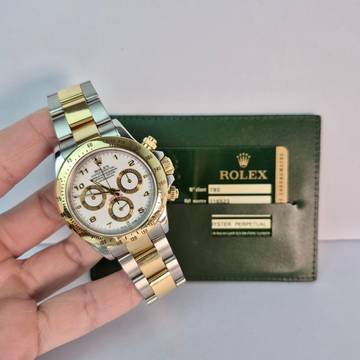 Rolex Daytona Ouro & Aço Racing White Dial 40mm Automático Completo
