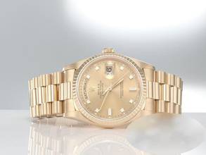 Thumbnail von Rolex Day-Date 36mm 18238 1991 Gelbgold 750 Diamanten Automatik 18kt Yellow Gold President-band Chronometer Oyster