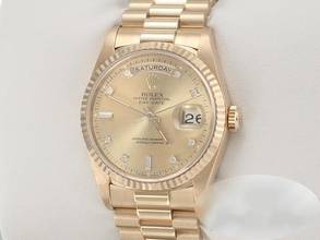 Thumbnail von Rolex Day-Date 36mm 18238 1991 Gelbgold 750 Diamanten Automatik 18kt Yellow Gold President-band Chronometer Oyster