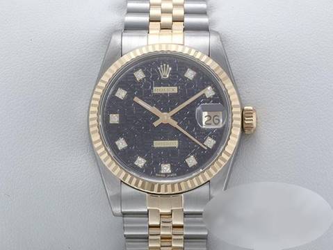  Rolex Datejust Medium Stahl Gelbgold 750 Diamanten Automatik Gold Stahl Stainless Steel 18kt Yellow Gold Jubilé-band Chronometer Oyster Black Dial 