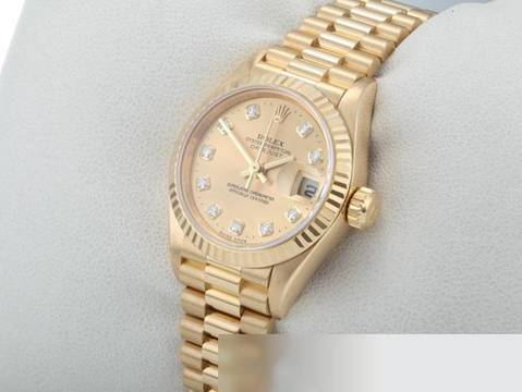  Rolex Lady-Datejust Gelbgold 750 Diamanten 1998 Automatik Gold Damen 