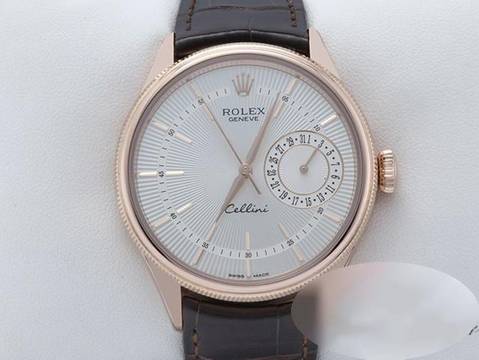  Rolex Cellini Date 50515 2015 Rosegold 750 Lederband Automatik Gold 