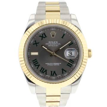  Rolex Datejust II Gold/Steel Fluted Wimbledon Dial 