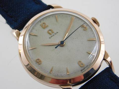 Omega Herrenuhr massiv 18 Karat Roségold 36 mm Cal 283 Handaufzug RARE v 1947