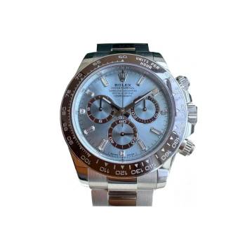 Rolex Daytona Platin Iceblue Diamond baguette Dial like new Full Set