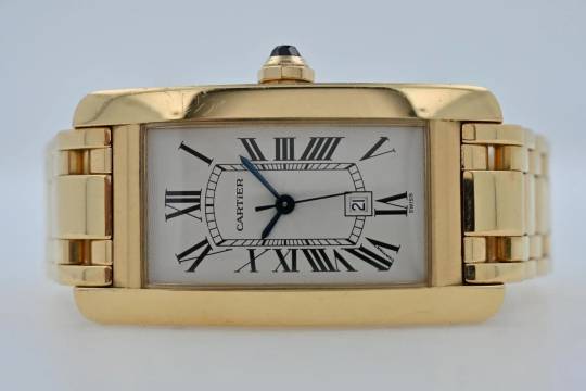  Cartier Tank Américaine XL 18k Yellow Gold 1725 Großes Modell Service 2023 120g 