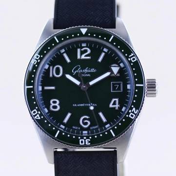 Glashütte Original SeaQ green 39,5mm Kaliber 36 Automatik Kautschukband Diver B+P Top