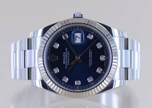 Thumbnail von Rolex Datejust 41 Stahl White Gold Diamond Dial blue B+P 126334 Top