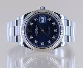 Thumbnail von Rolex Datejust 41 Stahl White Gold Diamond Dial blue B+P 126334 Top