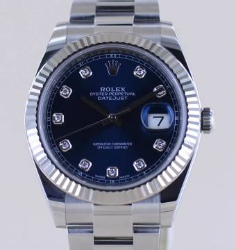 Rolex Datejust 41 Stahl White Gold Diamond Dial blue B+P 126334 Top