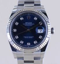Thumbnail von Rolex Datejust 41 Stahl White Gold Diamond Dial blue B+P 126334 Top