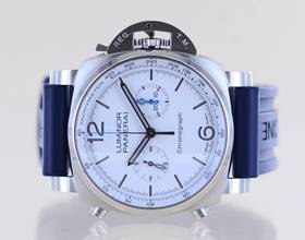 Thumbnail von Officine Panerai Luminor Chronograph 44mm Steel 01218 White Dial 44mm B+P