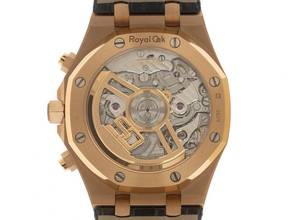 Thumbnail von Audemars Piguet Royal Oak Ref.26240OR.OO.D002CR.01 Year 2022 Full Set Unworn Royal Oak Chronograph 18kt Rose Gold 157g Crocodile Leather Folding Clasp