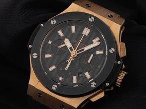 Thumbnail von Hublot Big Bang Ref.301.PM.1780.6R Year 2012 original box like new vintage Big Bang 18kt rose gold chronograph rubber folding clasp 177g
