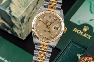 ロレックス Datejust 36 ダイヤル ステンレスゴールド 自動巻き メンズ腕時計 Ref 16233 B&P 2004