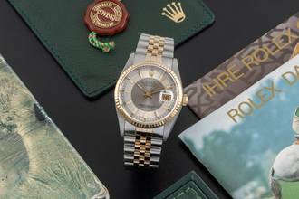 Thumbnail von Rolex Datejust 36 Tuxedo Stahl Gold Automatik Herrenuhr 16233 B&P Collectors Set