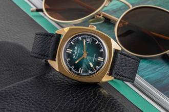 Thumbnail von Glashütte Original Spezimatic Special Green Dial gold-plated automatic men's watch vintage