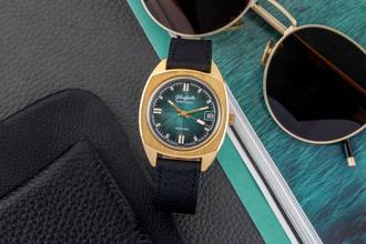 Thumbnail von Glashütte Original Spezimatic Special Green Dial gold-plated automatic men's watch vintage
