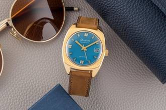 Thumbnail von Glashütte Original Spezimatic Blue Dial gold-plated automatic men's watch vintage classic