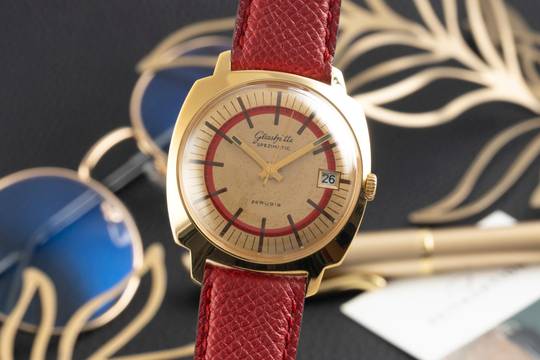  Glashütte Original Spezimatic Red Circle Dial vergoldet Automatik Herrenuhr Vintage 
