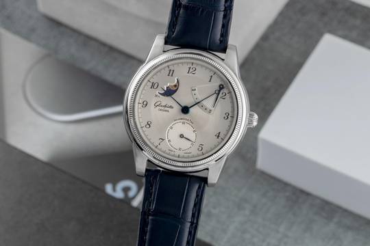  Glashütte Original Pavonina 1845 Auf Ab Stahl Handaufzug Herrenuhr Ref. 49-03-03-01-04 Klassiker 
