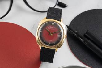 Thumbnail von Glashütte Original Spezimatic Red Dial Gold-Plated Automatic Men's Watch Vintage Classic