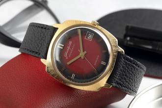 Thumbnail von Glashütte Original Spezimatic Red Dial Gold-Plated Automatic Men's Watch Vintage Classic
