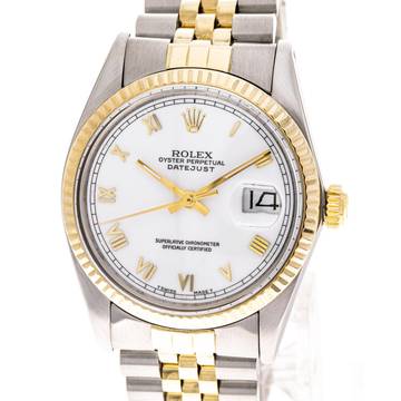 Rolex Datejust 36 Steel/Gold White – 16013 – like NEW – 06/1982 Full Set Lc100