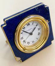 Thumbnail von Cartier Table Clock Vintage Table Clock Travel Alarm Clock Desk Clock Alarm Blue Lapis