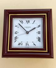 Thumbnail von Cartier Table Clock Vintage Table Clock Travel Alarm Clock Desk Clock Bordeaux Red