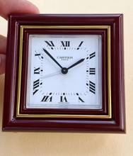 Thumbnail von Cartier Table Clock Vintage Table Clock Travel Alarm Clock Desk Clock Bordeaux Red
