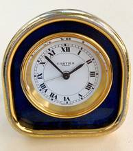 Thumbnail von Cartier Table Clock Vintage Table Clock Travel Alarm Clock Desk Clock Alarm Blue Lapis